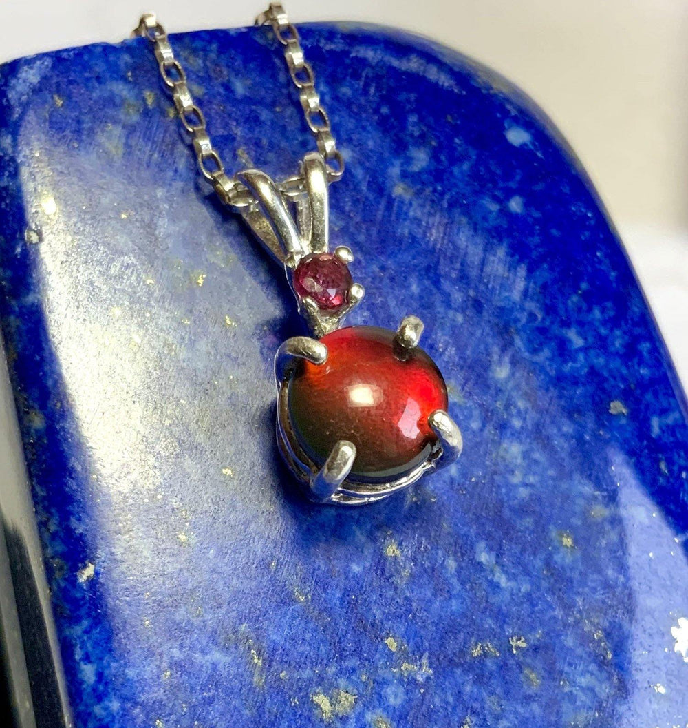 Red as Roses Ammolite Pendant.