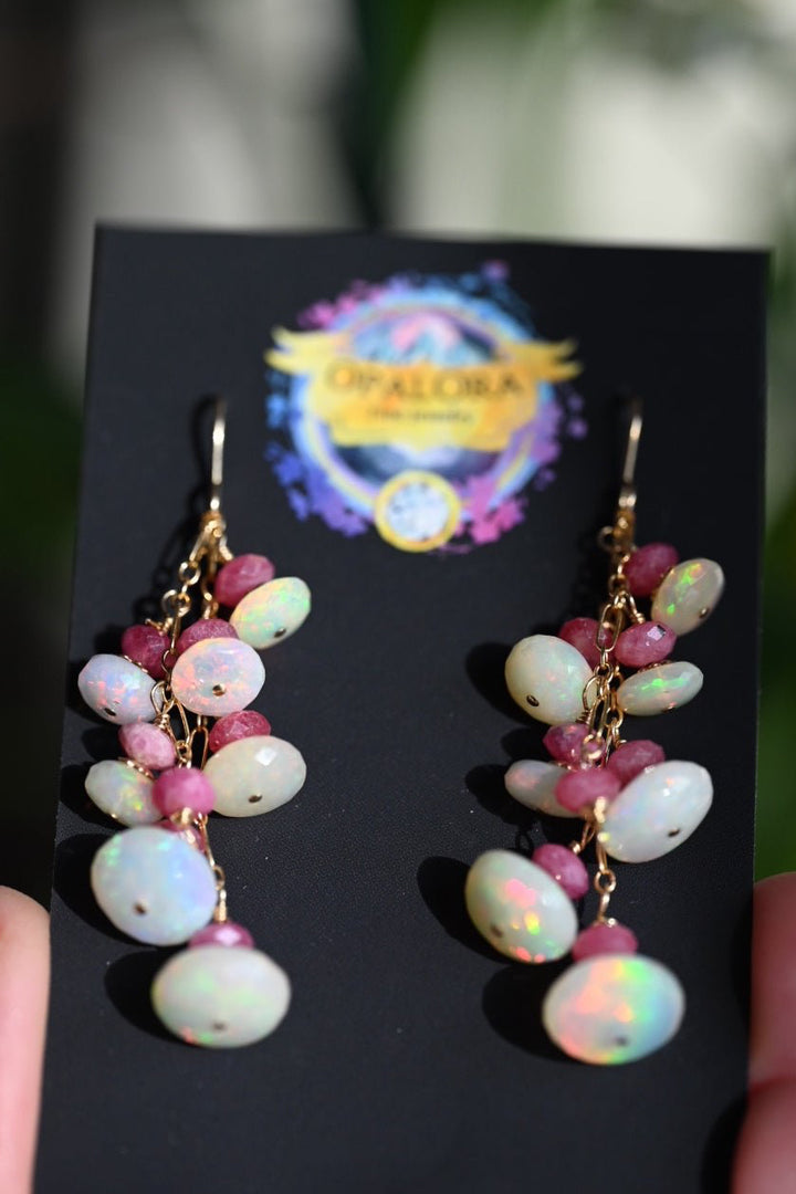 Im Charmed Opal and Pink Thulite Earrings - OpalOra Jewelry