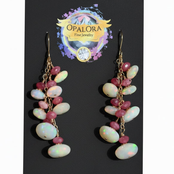 Im Charmed Opal and Pink Thulite Earrings - OpalOra Jewelry