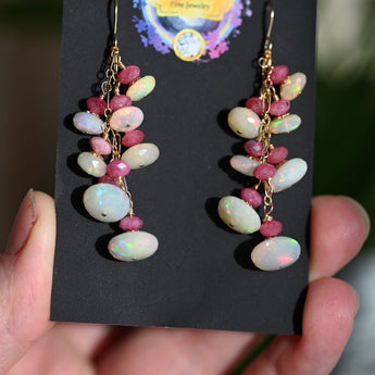 Im Charmed Opal and Pink Thulite Earrings - OpalOra Jewelry