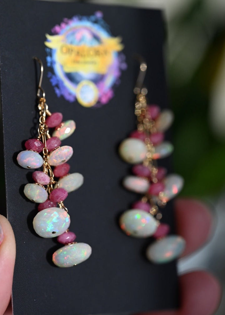 Im Charmed Opal and Pink Thulite Earrings - OpalOra Jewelry