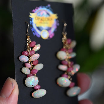 Im Charmed Opal and Pink Thulite Earrings - OpalOra Jewelry