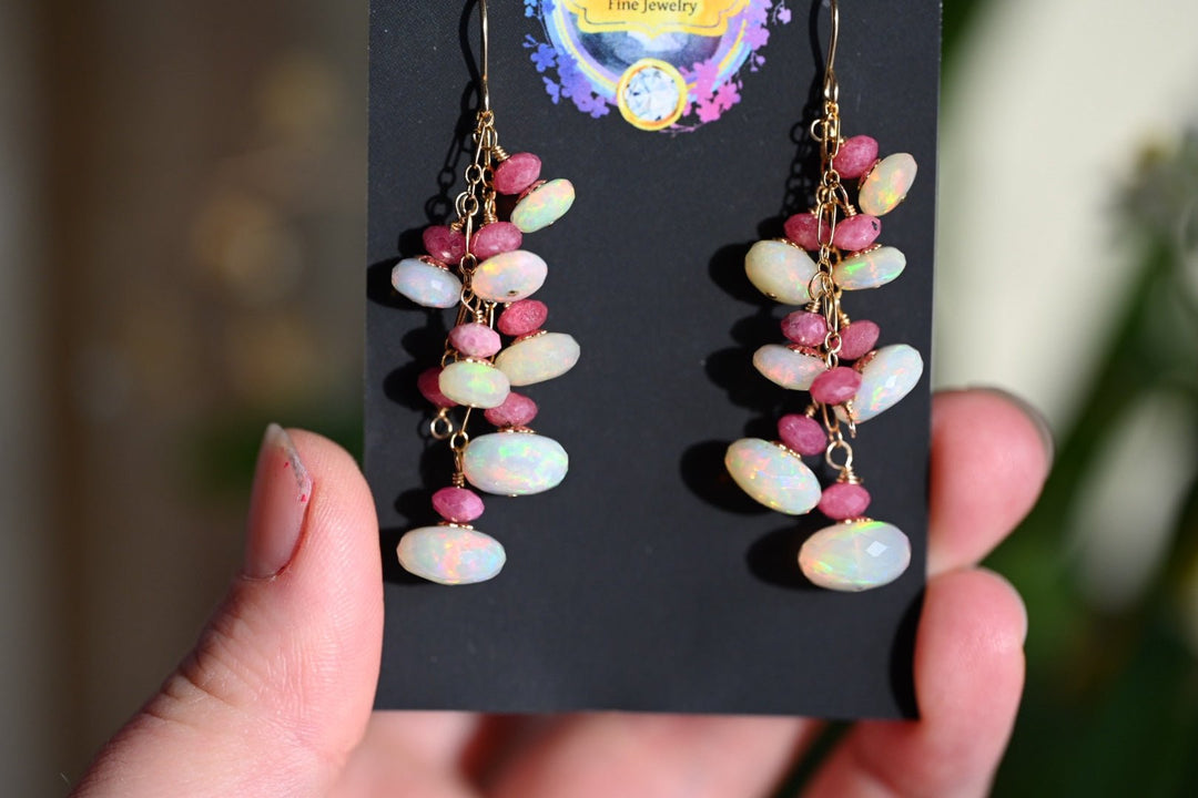 Im Charmed Opal and Pink Thulite Earrings - OpalOra Jewelry