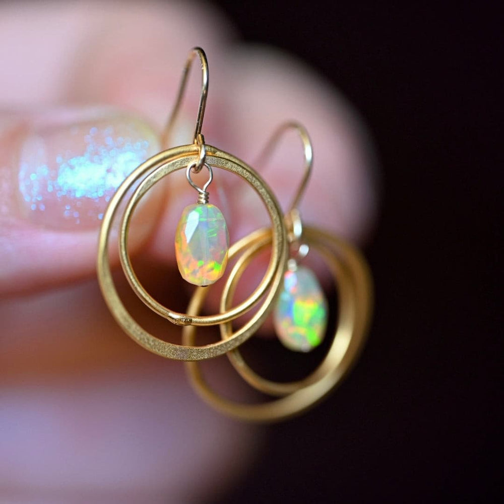 Golden Hoops Opal Dangle Earrings.