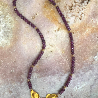 Gold Leaf Natural Ruby Necklace.