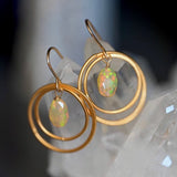 Golden Hoops Opal Dangle Earrings.