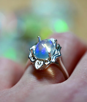 Made To Order 10 x 8 Opal Art Deco Ring in Sterling Silver
