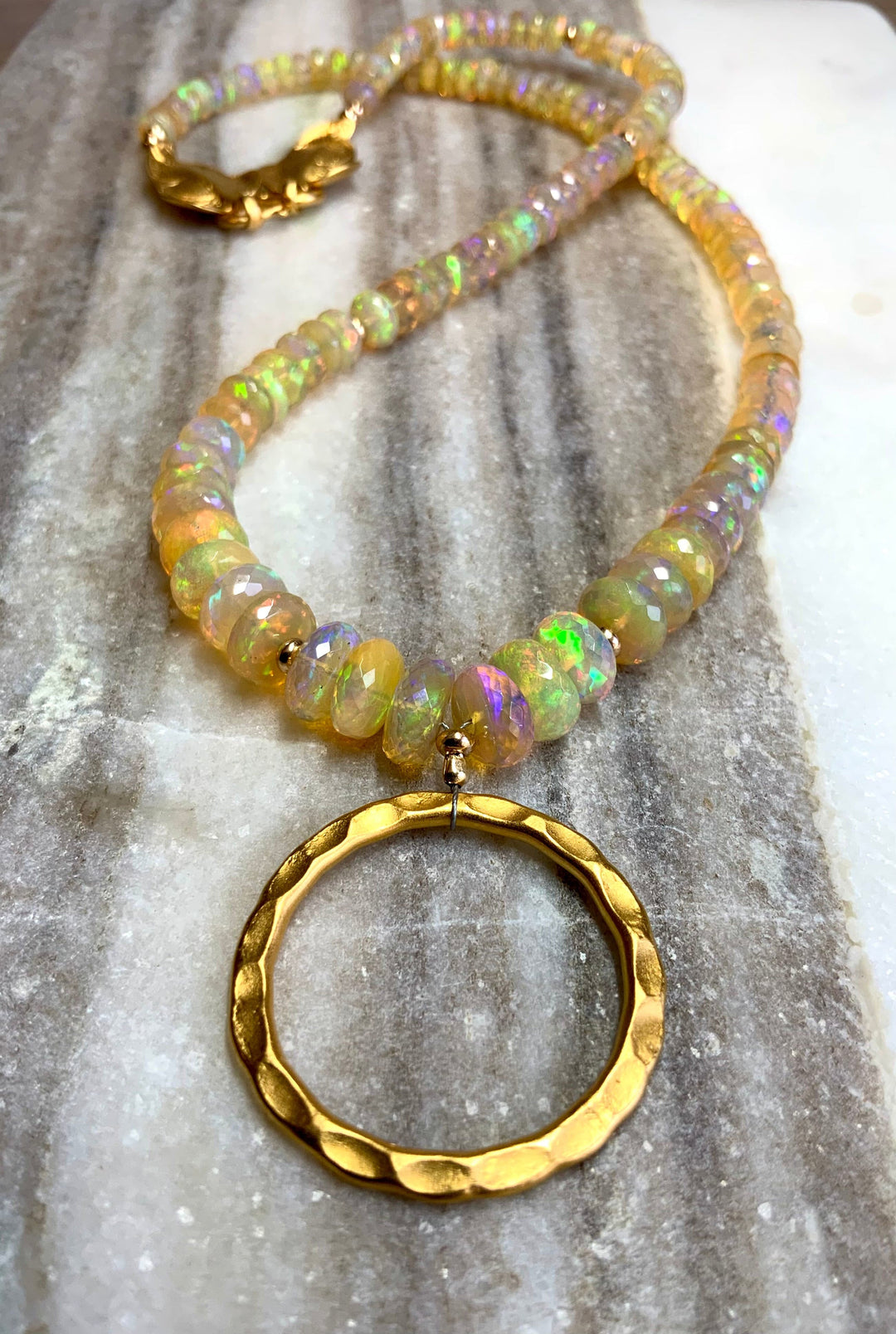 Eternity Circle Opal Necklace.