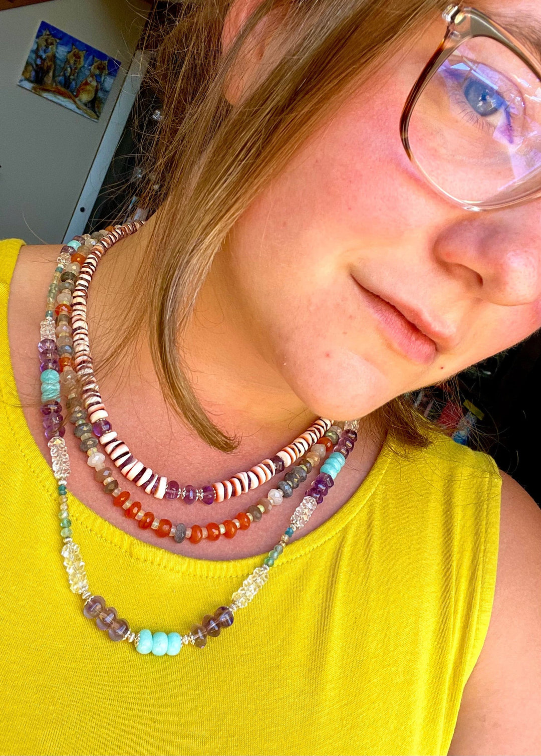 Pink Coral and Amethyst Necklace.