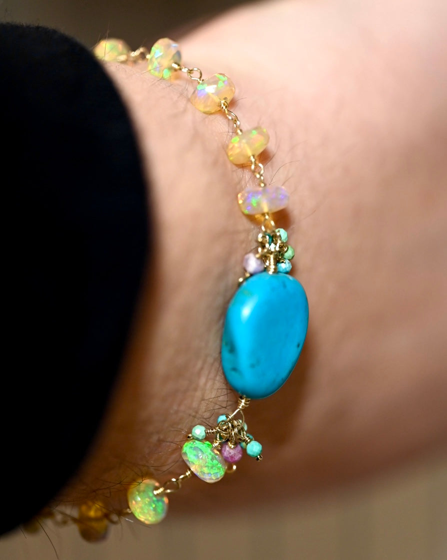 Sleeping Beauty Turquoise and Opal Bracelet