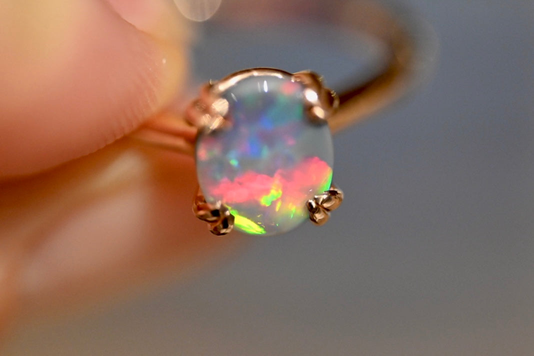 Lightning Ridge Black Opal Ring 14K Gold
