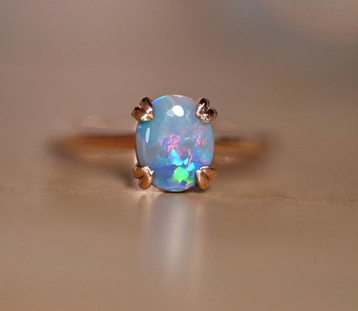 Lightning Ridge Black Opal Ring 14K Gold