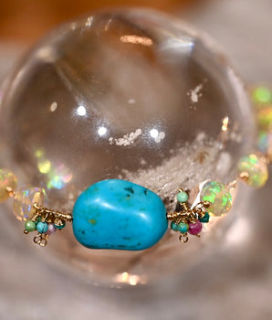 Sleeping Beauty Turquoise and Opal Bracelet