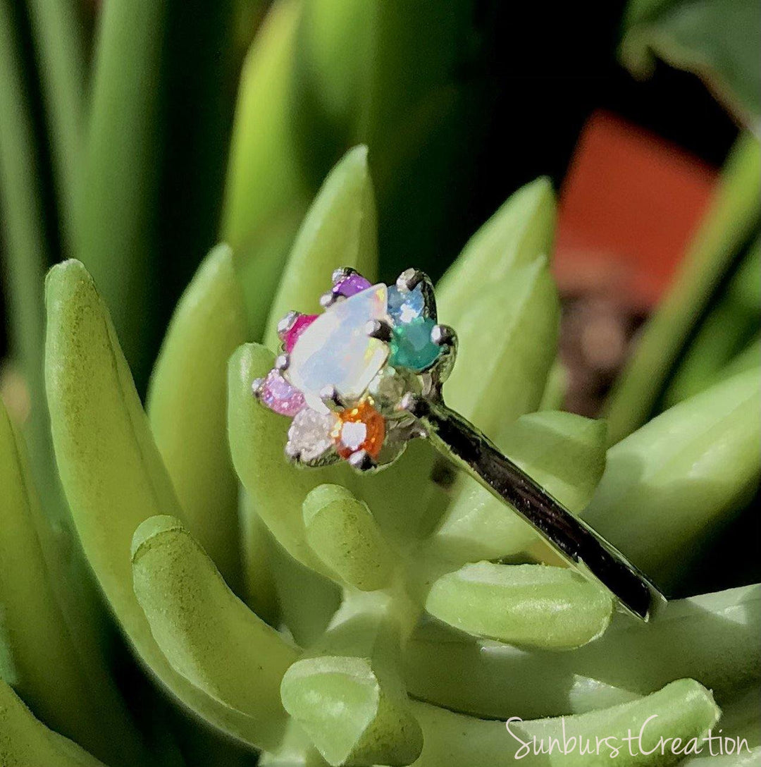 Rainbow Glow Petite Sunburst Ring.