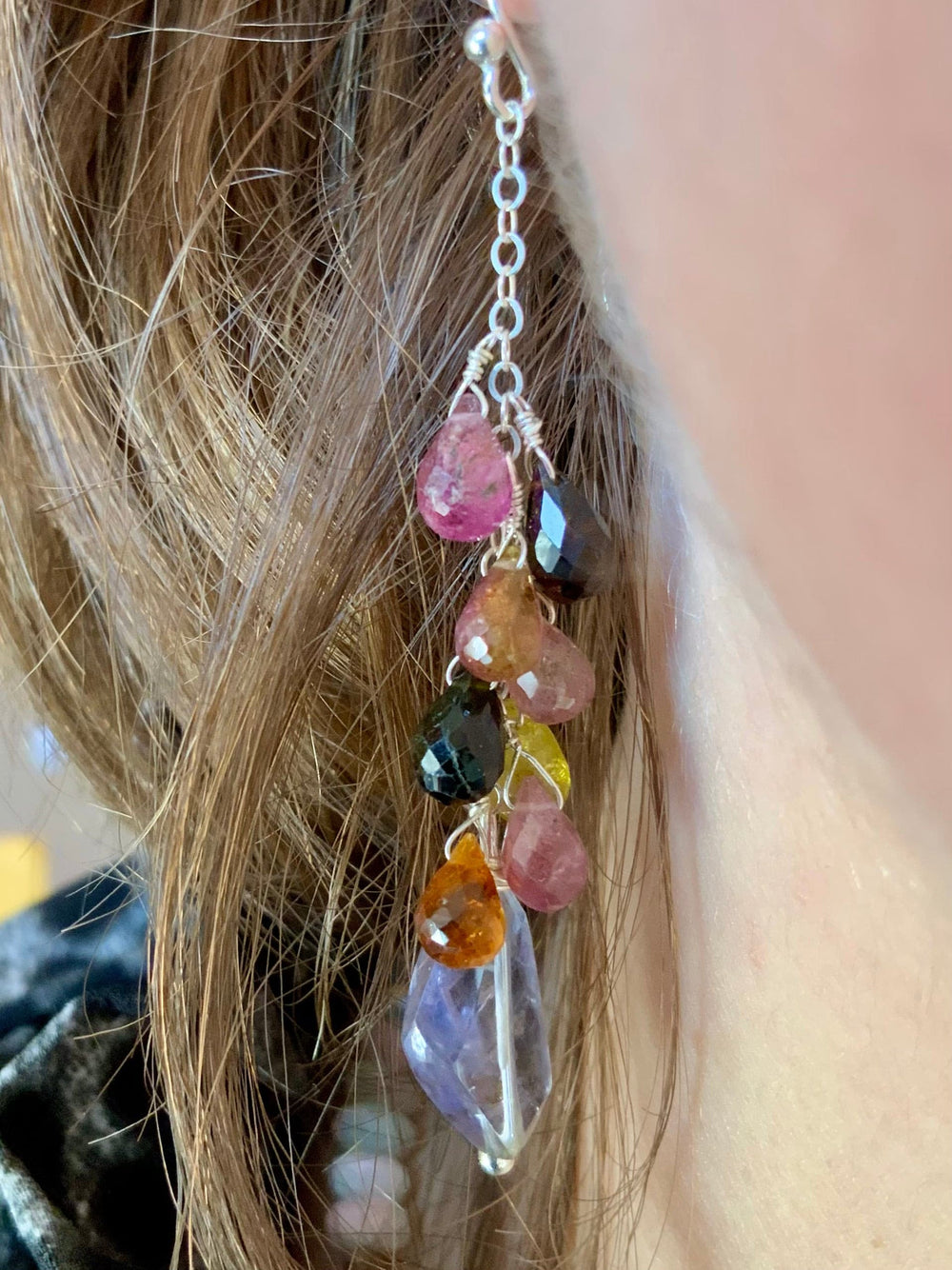 Plum Tree Dangle Earrings.