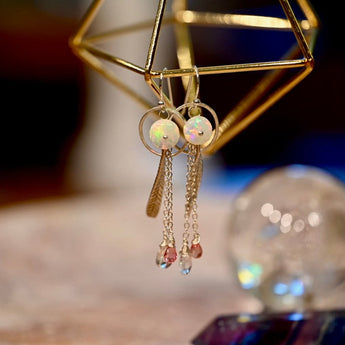 Feathery Opal Droplet Earrings.