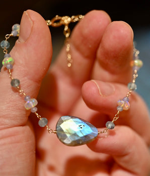 Blue Blush Labradorite and Opal Bracelet