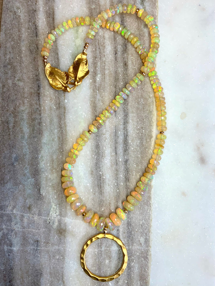 Eternity Circle Opal Necklace.