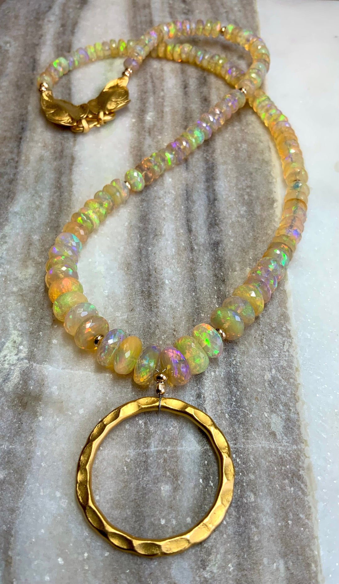 Eternity Circle Opal Necklace.