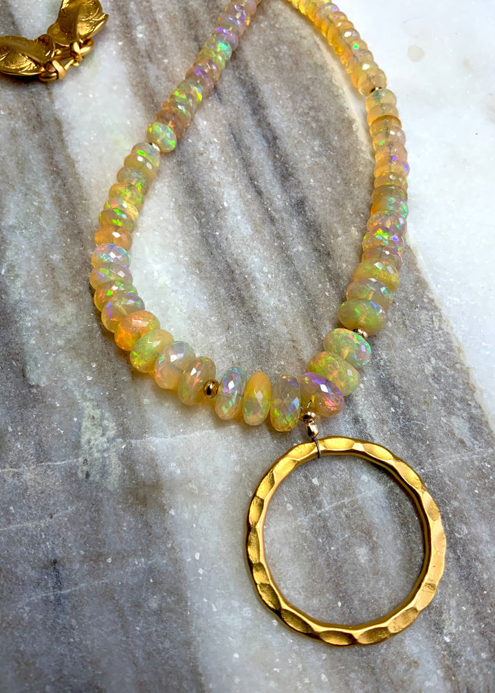 Eternity Circle Opal Necklace.