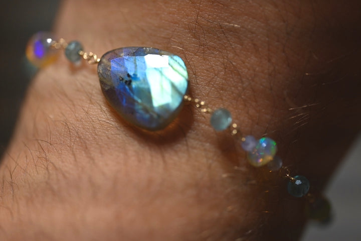 Blue Blush Labradorite and Opal Bracelet