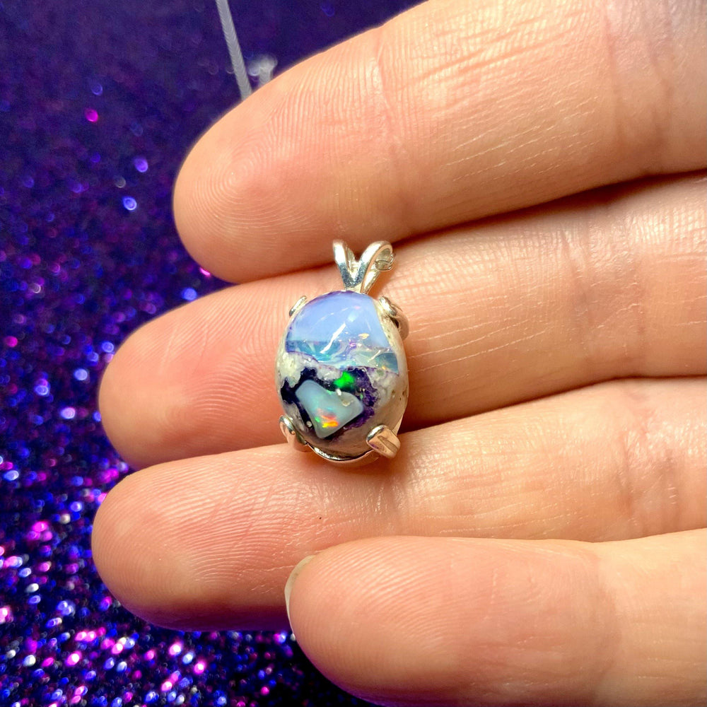 Lavender Purple Mexican Galaxy Opal Pendant.