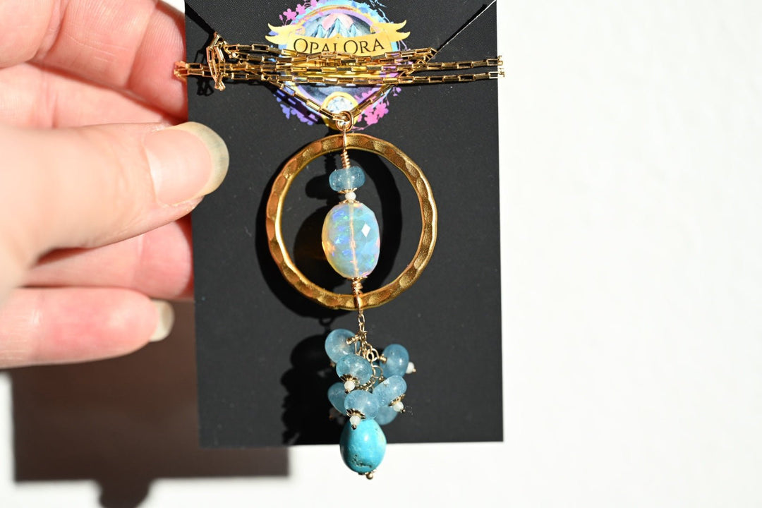 Infinity Ocean Opal Pendant - OpalOra Jewelry