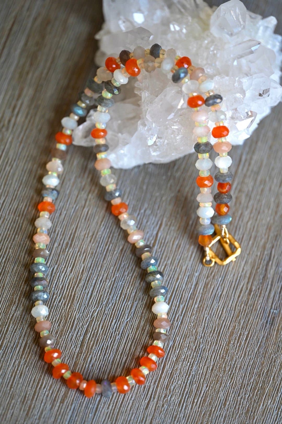 Juicy Opal and Moonstone Necklace - OpalOra Jewelry