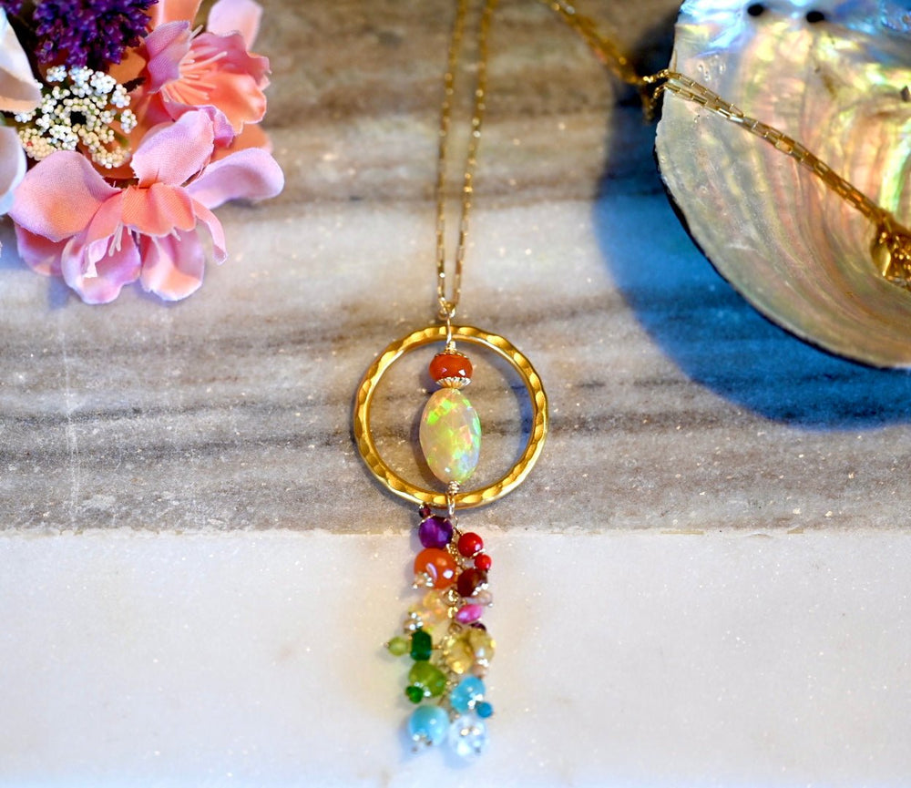 Kaleidoscope Infinity Opal Pendant - OpalOra Jewelry