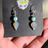 Larimar and Opal Earrings - Sterling Silver - OpalOra Jewelry