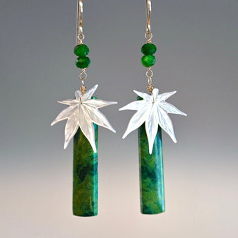 Leafy Green Jade Earrings - OpalOra Jewelry