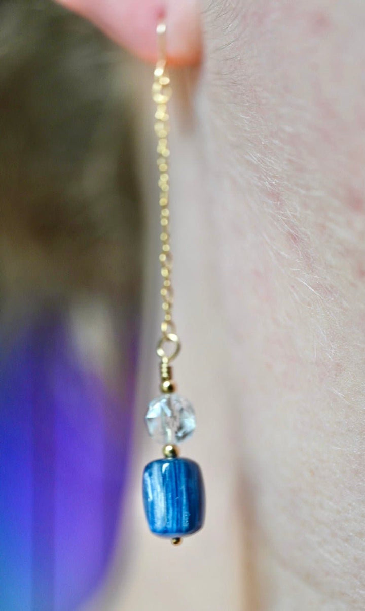 Long Kyanite Drop Earrings - OpalOra Jewelry