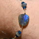 Midnight Blue Labradorite and Blue Apatite Bracelet - OpalOra Jewelry