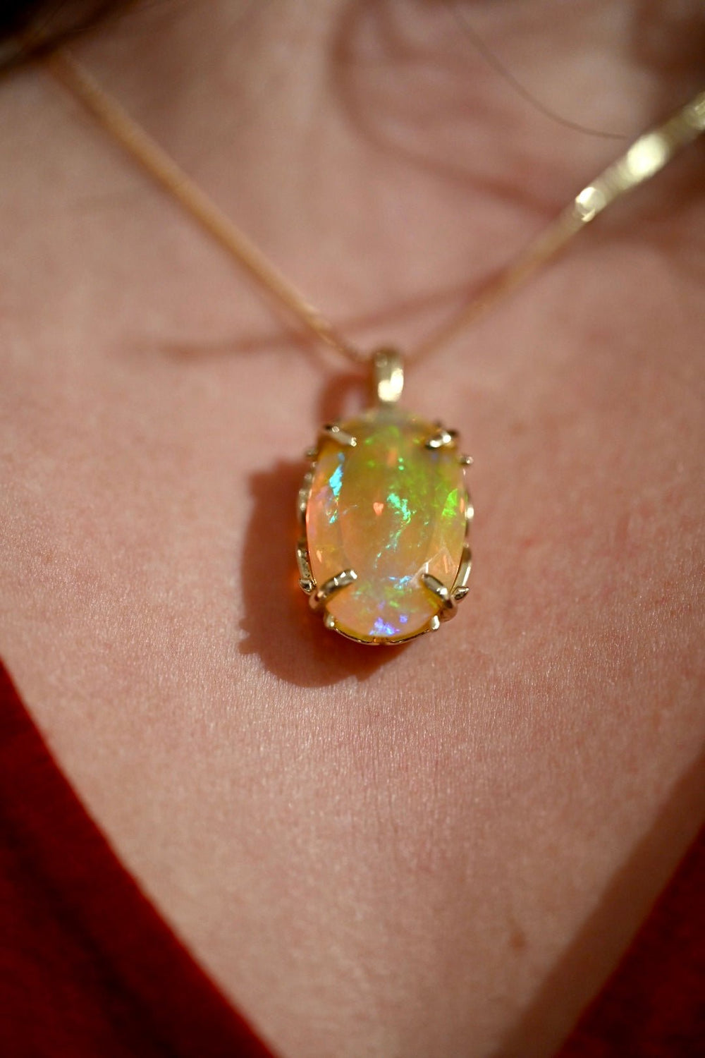 Midsummer Glow Opal Pendant 14K Gold - OpalOra Jewelry