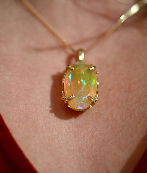 Midsummer Glow Opal Pendant 14K Gold - OpalOra Jewelry
