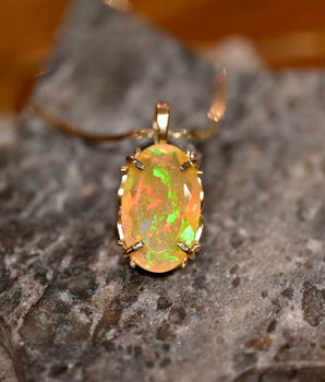 Midsummer Glow Opal Pendant 14K Gold - OpalOra Jewelry
