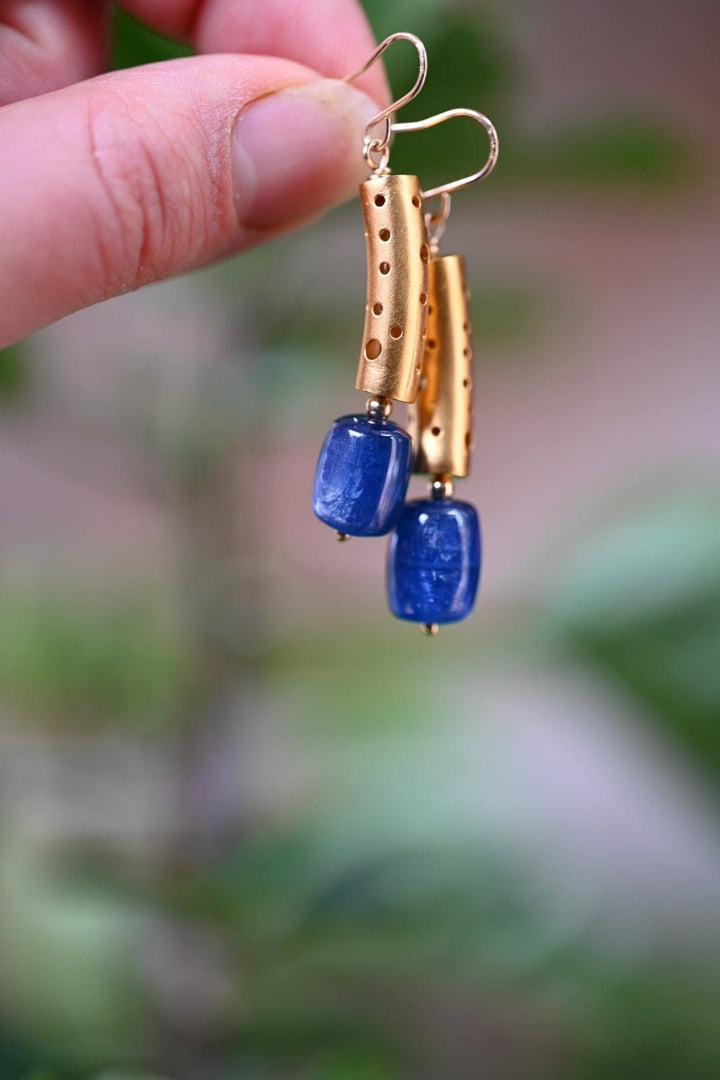 Modern Golden Kyanite Earrings - OpalOra Jewelry