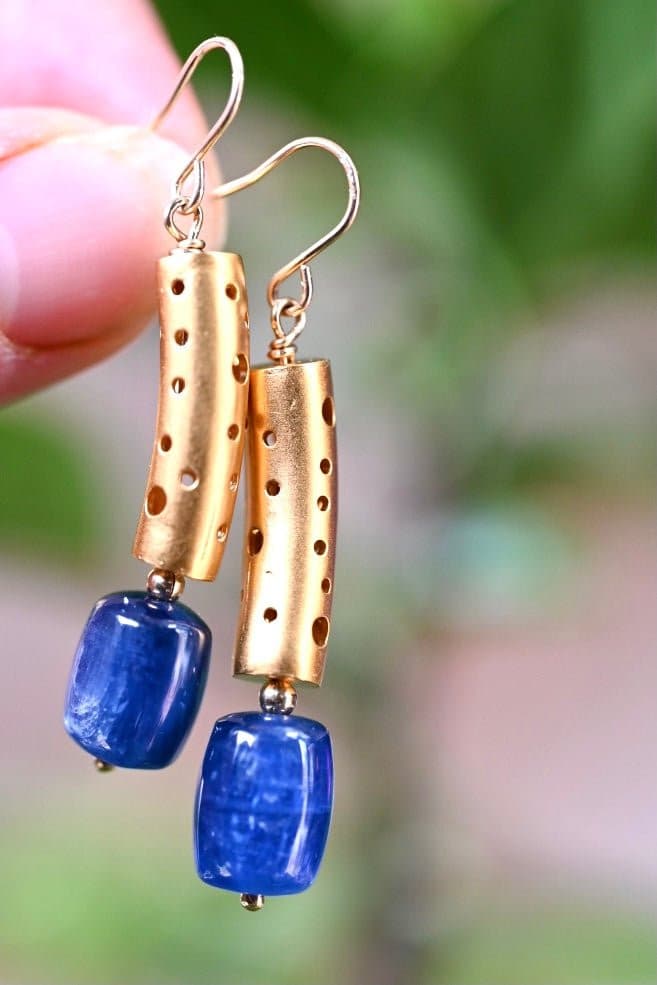 Modern Golden Kyanite Earrings - OpalOra Jewelry