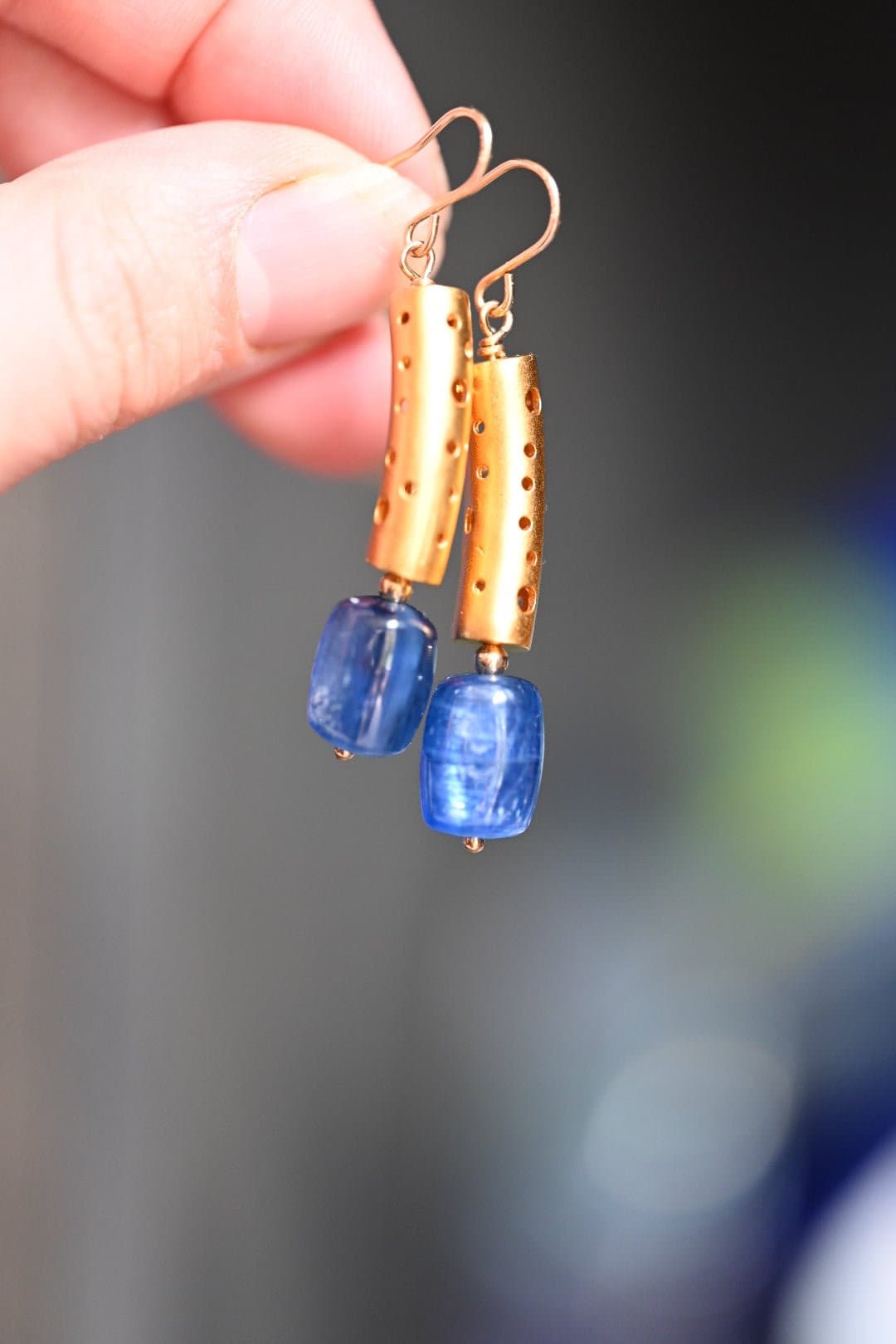 Modern Golden Kyanite Earrings - OpalOra Jewelry