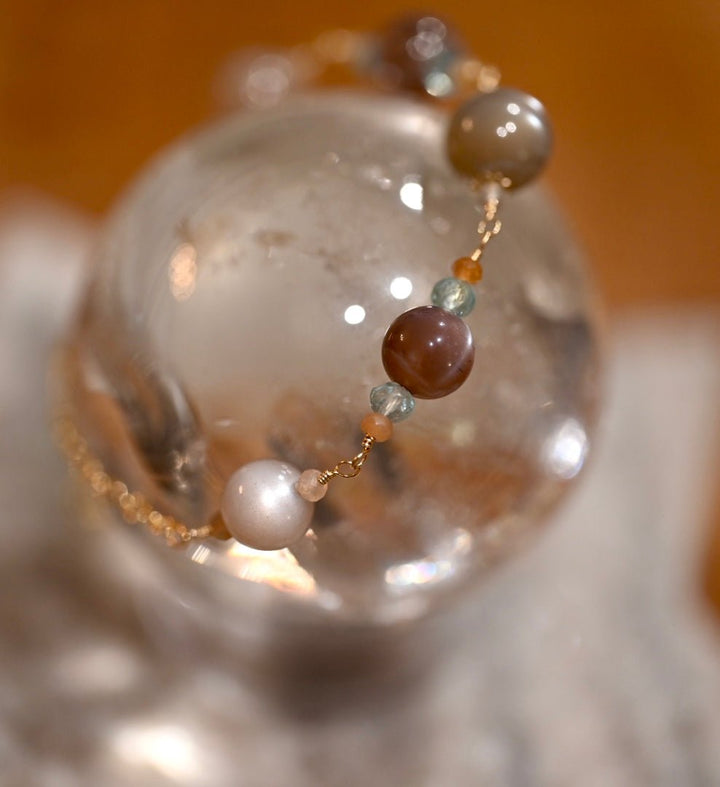 Moonstone and Apatite Bracelet - OpalOra Jewelry