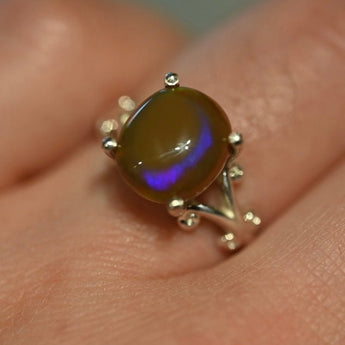 My Mood Ring, Natural Ethiopian Black Opal - OpalOra Jewelry