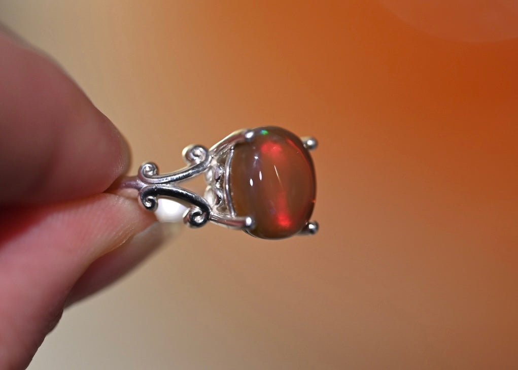 My Mood Ring, Natural Ethiopian Black Opal - OpalOra Jewelry