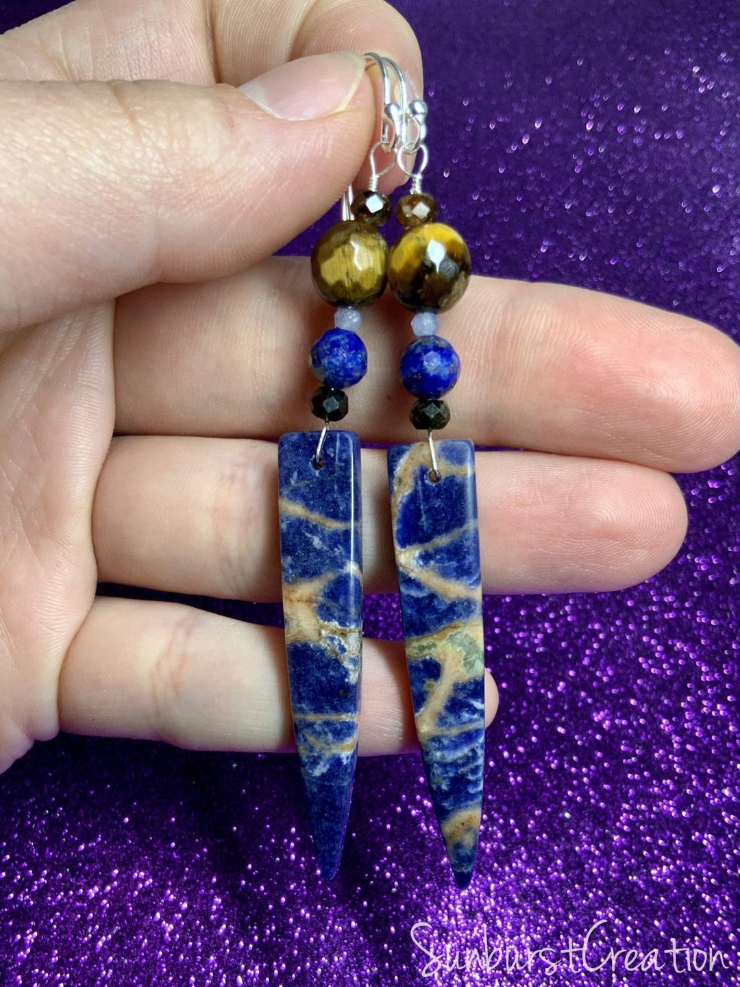 North West Dangle Earrings. Sodalite Drops. - Sunburst Creation Jewelry