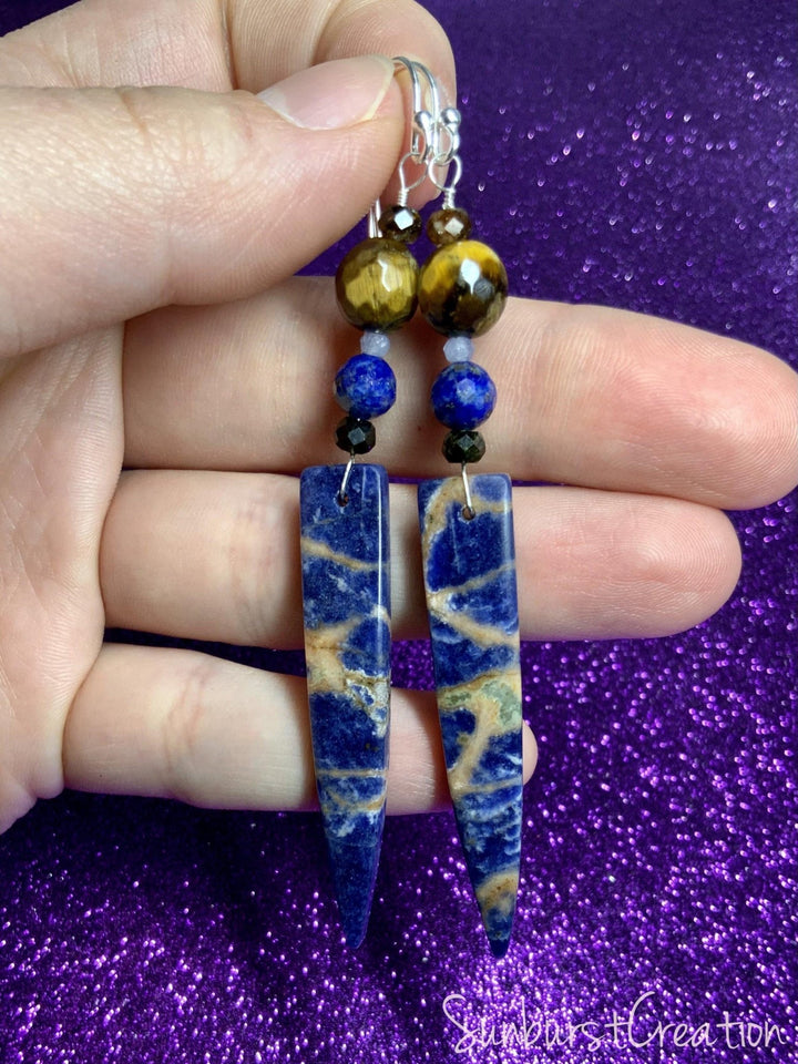 North West Dangle Earrings. Sodalite Drops. - Sunburst Creation Jewelry