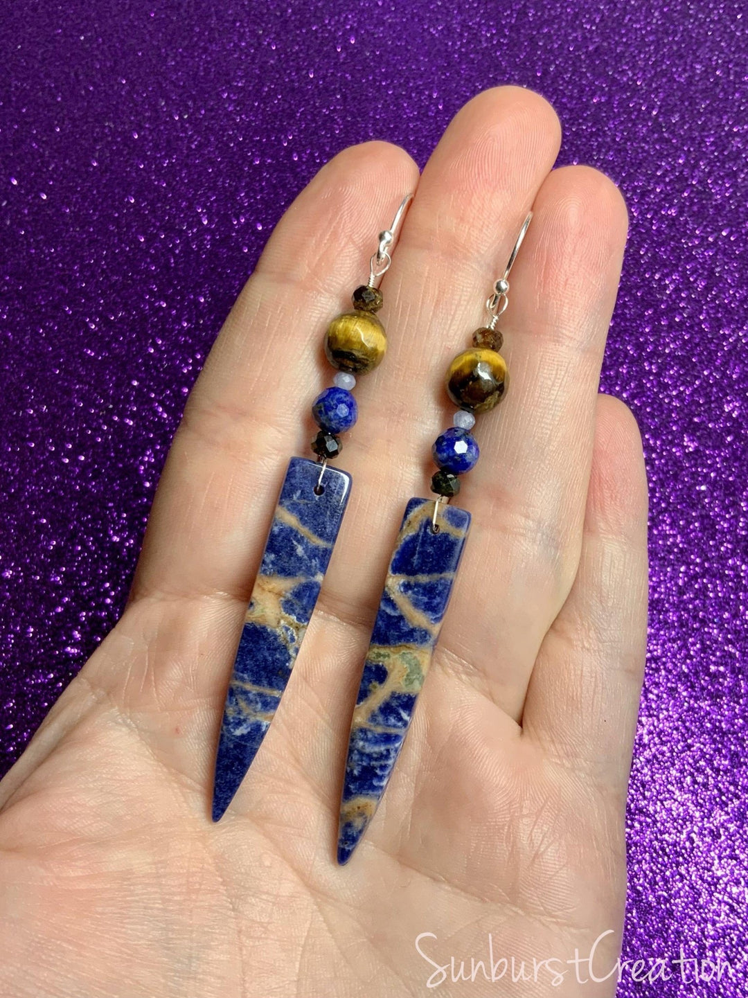 North West Dangle Earrings. Sodalite Drops. - Sunburst Creation Jewelry