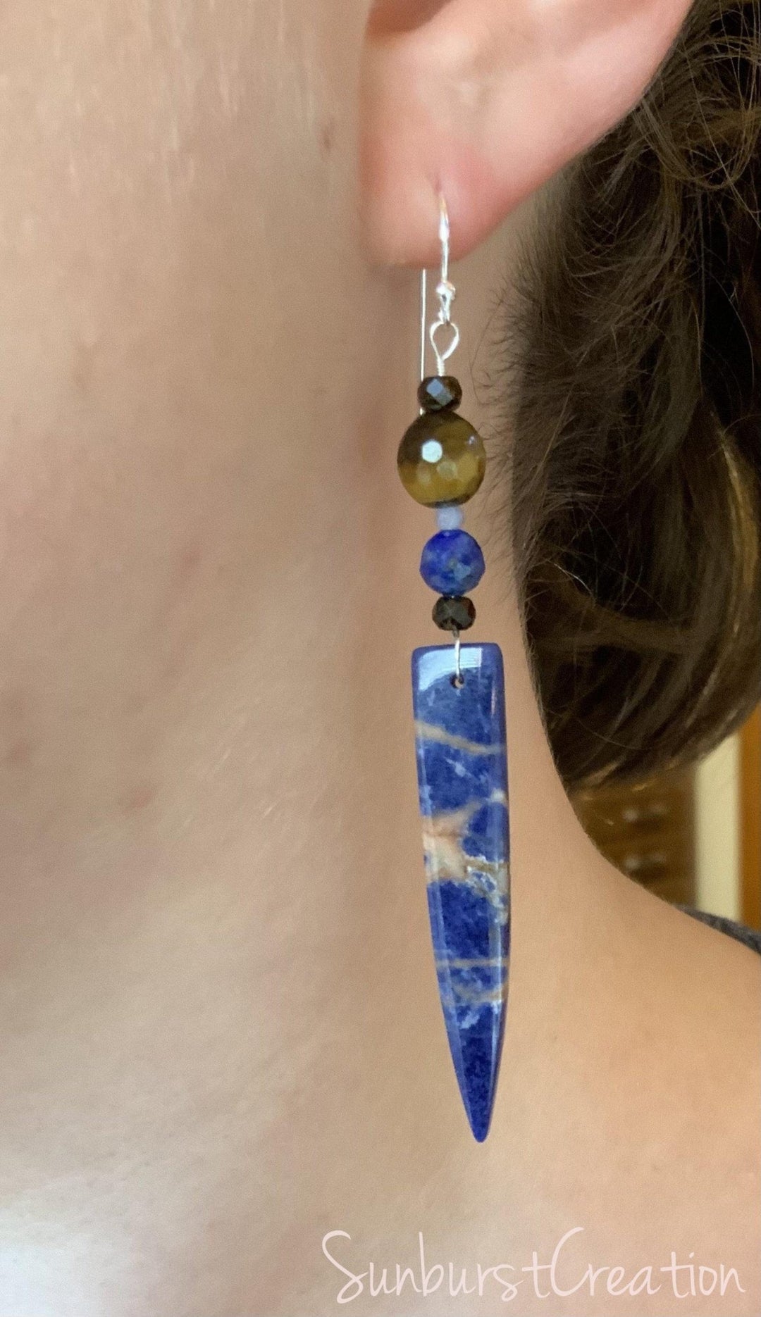North West Dangle Earrings. Sodalite Drops. - Sunburst Creation Jewelry