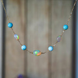 Ocean Sway Opal and Larimar Necklace In 14K Gold - OpalOra Jewelry