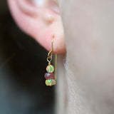 Opal and Pink Tourmaline Stack Earrings - OpalOra Jewelry