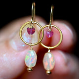 Opal Heart Drops Earrings - OpalOra Jewelry