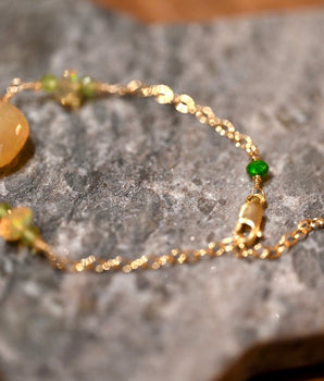 Peach Opal with Peridot and Chrome Diopside Bracelet - OpalOra Jewelry